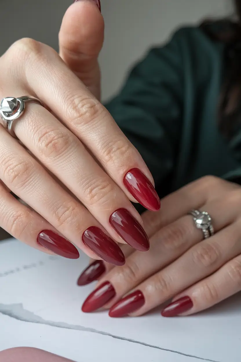 aura nails 2026 Cabernet Cloud: Deep Red Aura