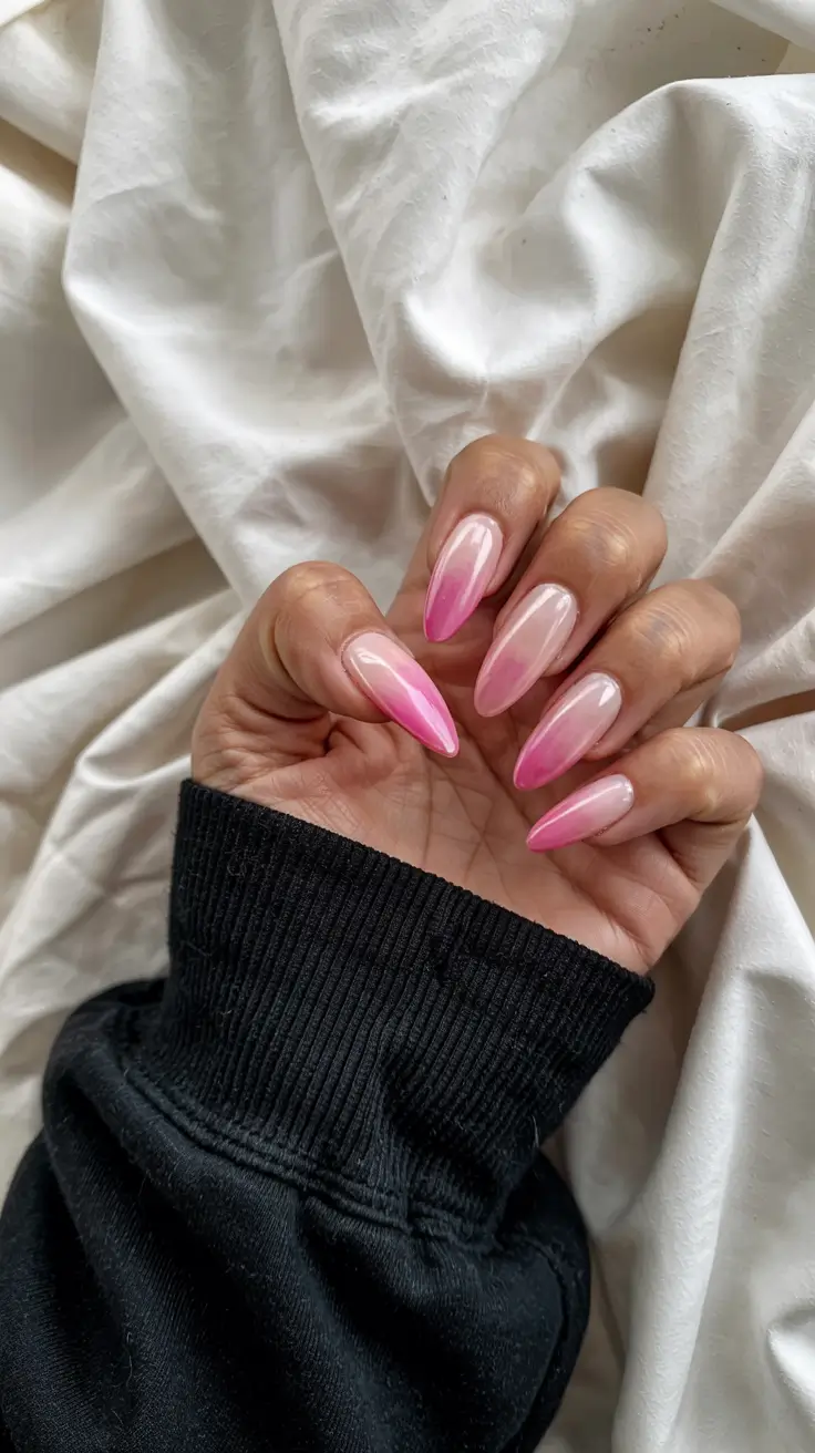 aura nails 2026 Milk Tea Crush: Pink Aura Melt