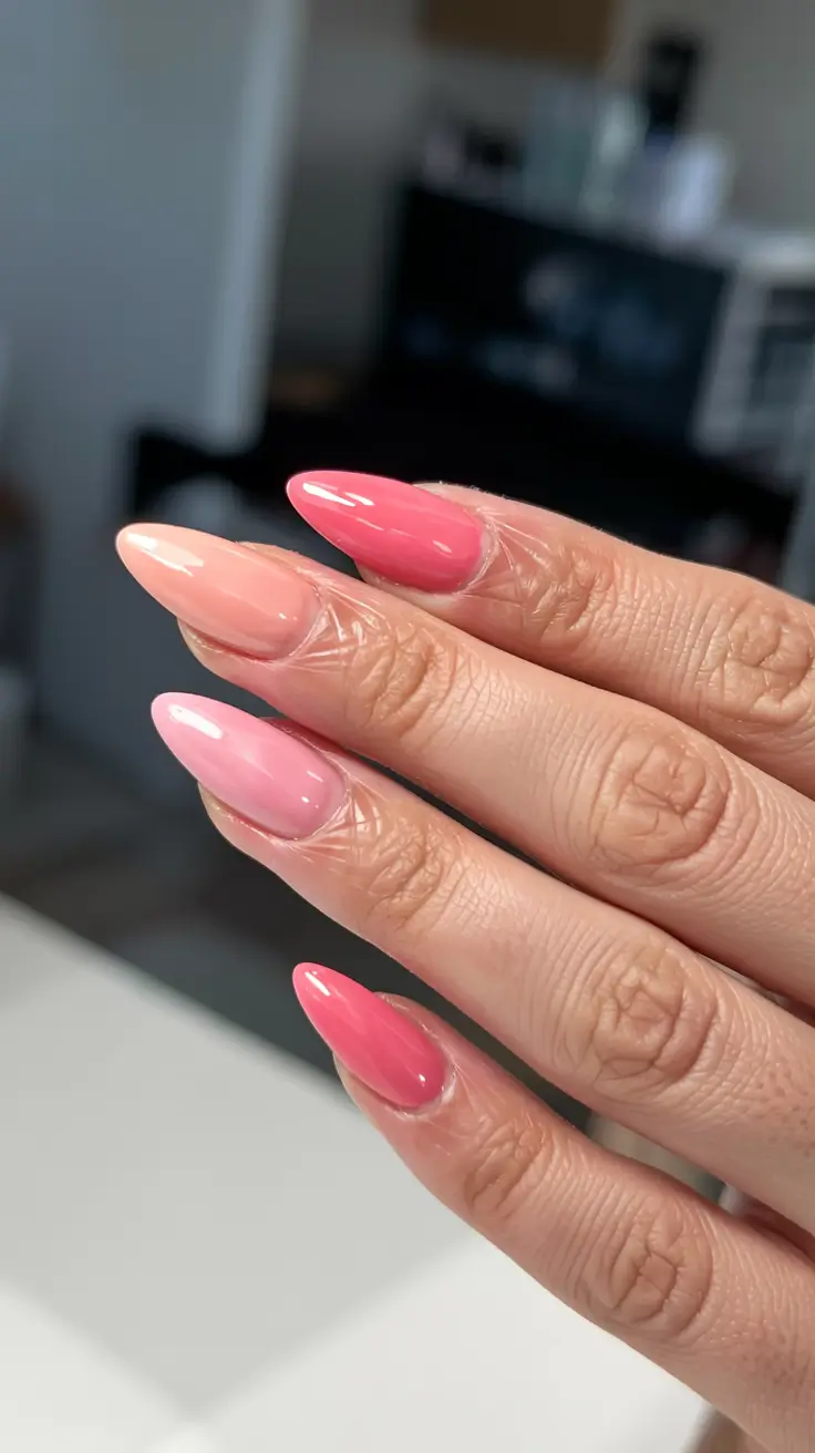 aura nails 2026 Layered Petals: The Pink Bloom Set