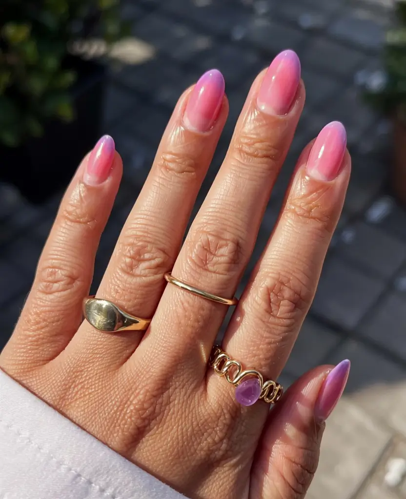 aura nails 2026 Sorbet Whisper: Pink-Lilac Soft Shift