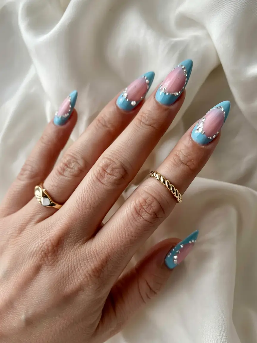 aura nails 2026 Sugar Cutout: Crystal-Edged Aura