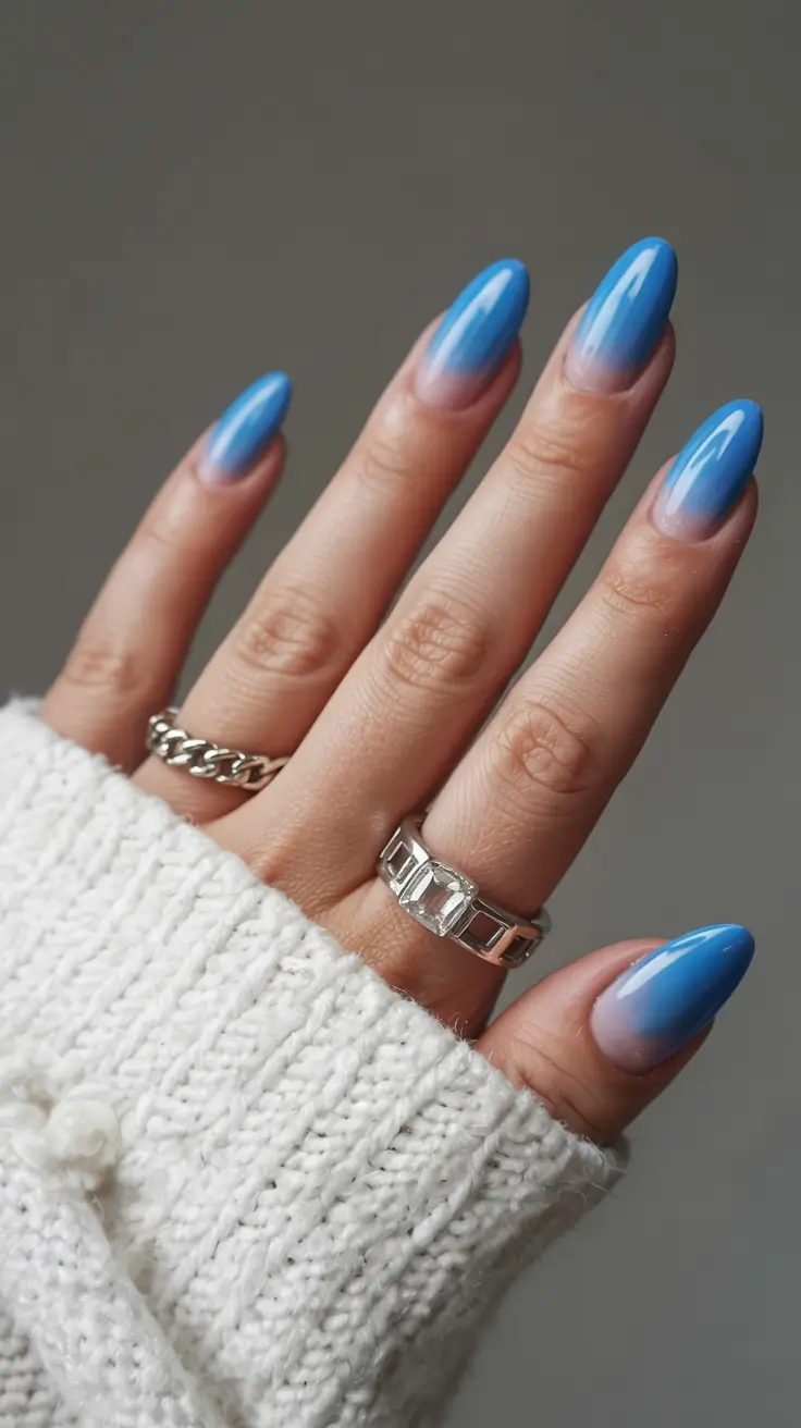 aura nails 2026 Blue Aura Dip: Electric Cool Fade