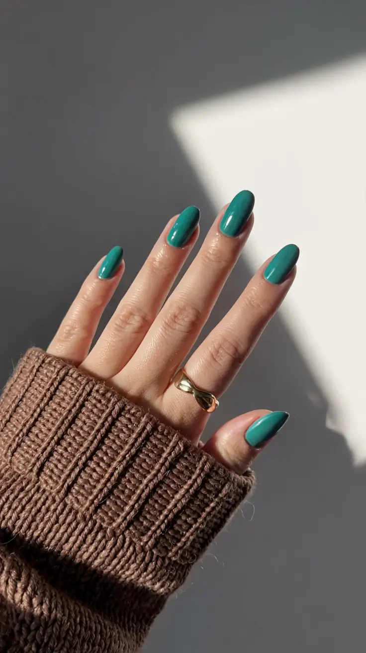 aura nails 2026 Teal Crush: Classic Emerald Impact