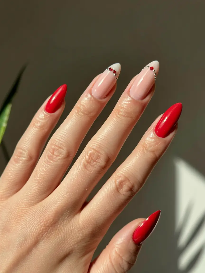 birthday nails 2026+Red Glamour with a Twist