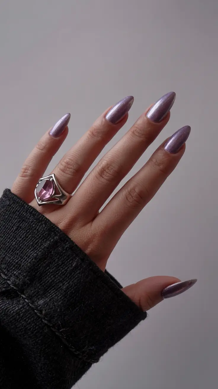 birthday nails 2026+Lavender Metal Moon