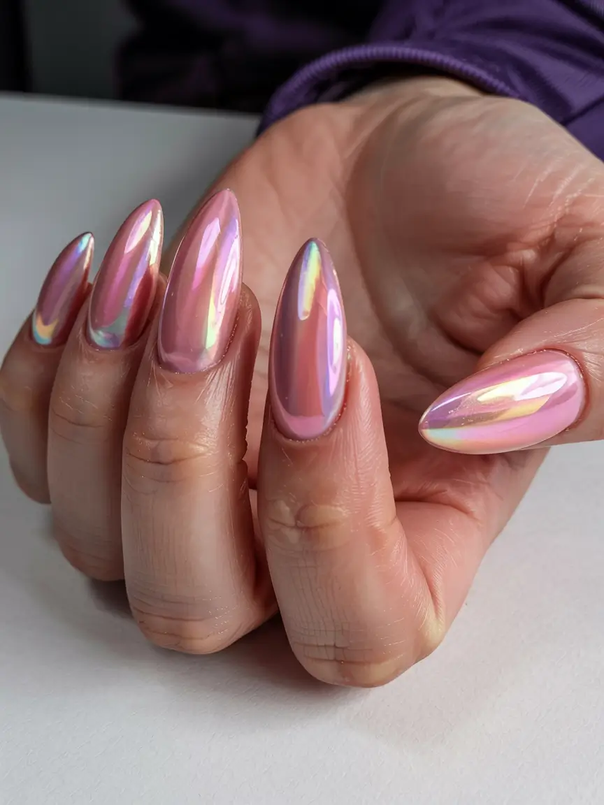birthday nails 2026+Iridescent Doll Pink