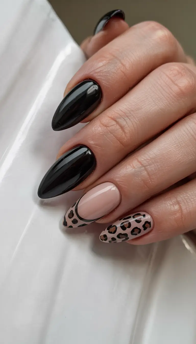 black nails 2026 Safari Noir: Where Fierce Meets Feminine