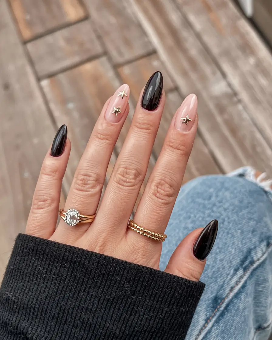 black nails 2026 Celestial Simplicity