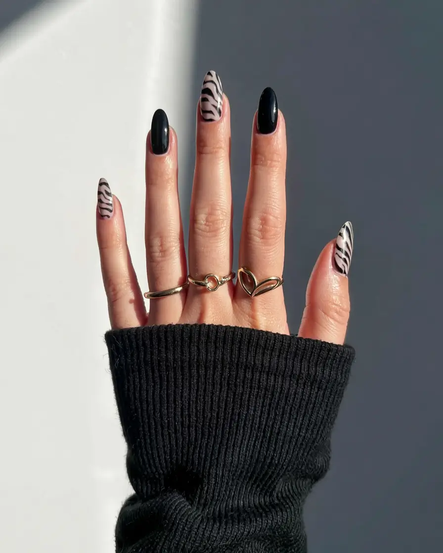 black nails 2026 Zebra, But Make It Haute