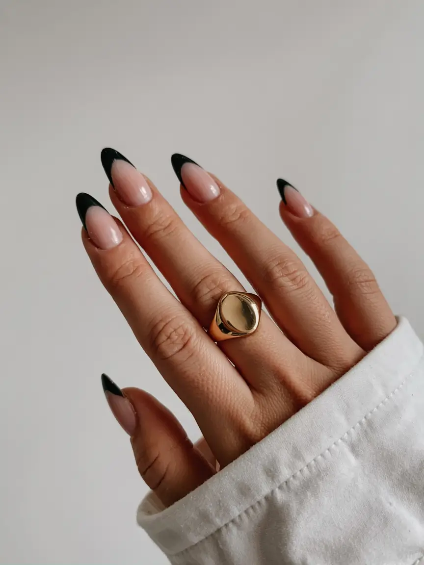 black nails 2026 Soft Edge: A Modern French Twist