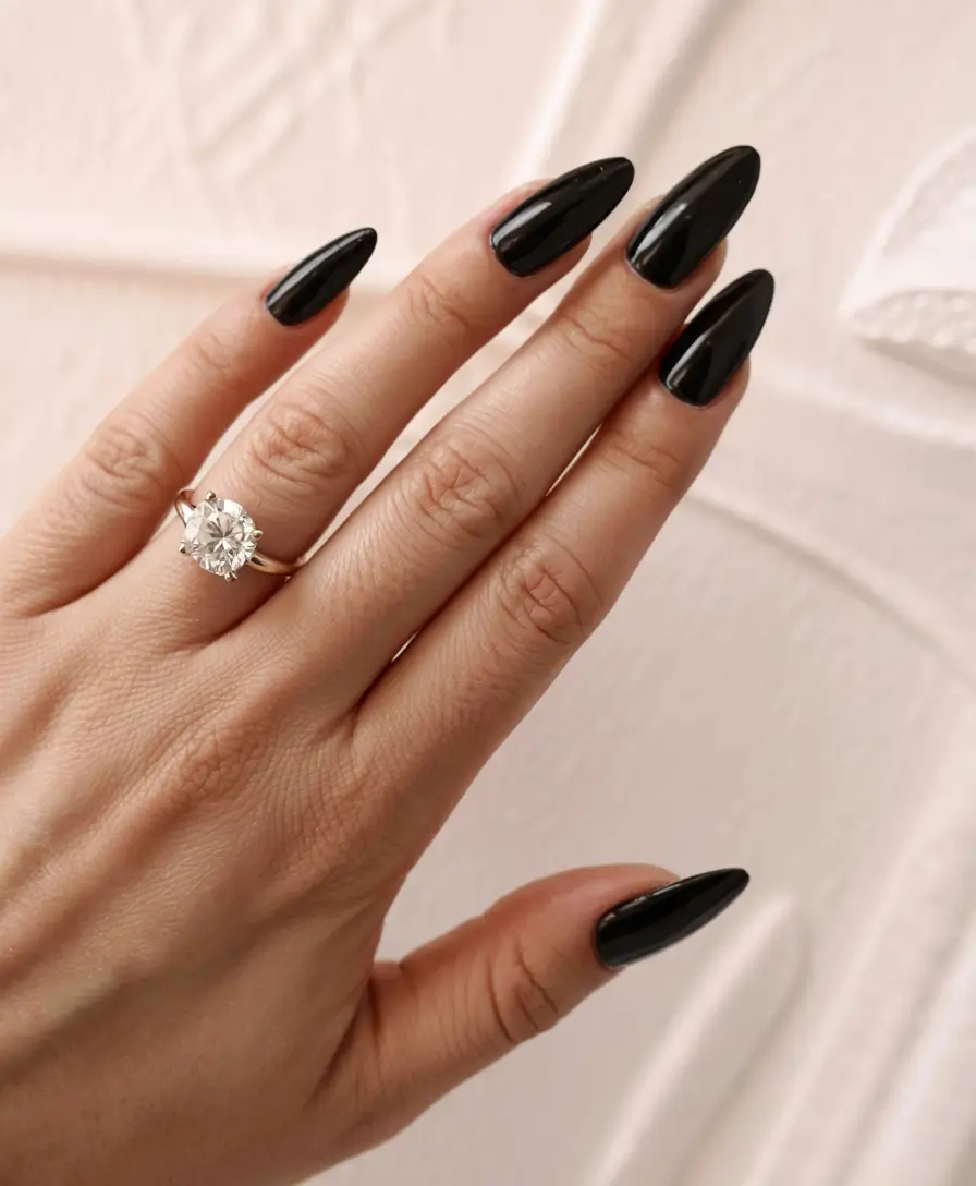 black nails 2026 Engagement-Worthy Gloss
