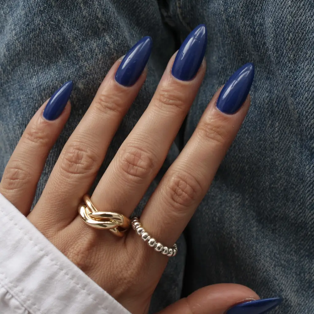 blue nails 2026 Indigo Gloss With a Sharp Point