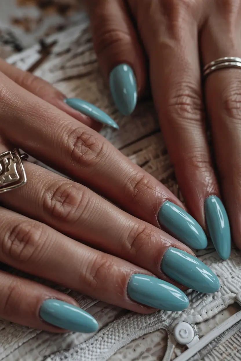 blue nails 2026 Smoky Aqua for Soft Days