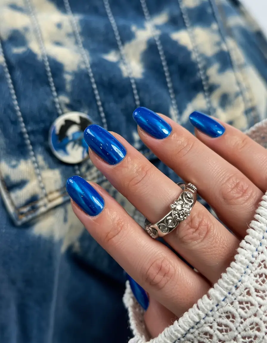 blue nails 2026 Liquid Cobalt Over Glossy Denim