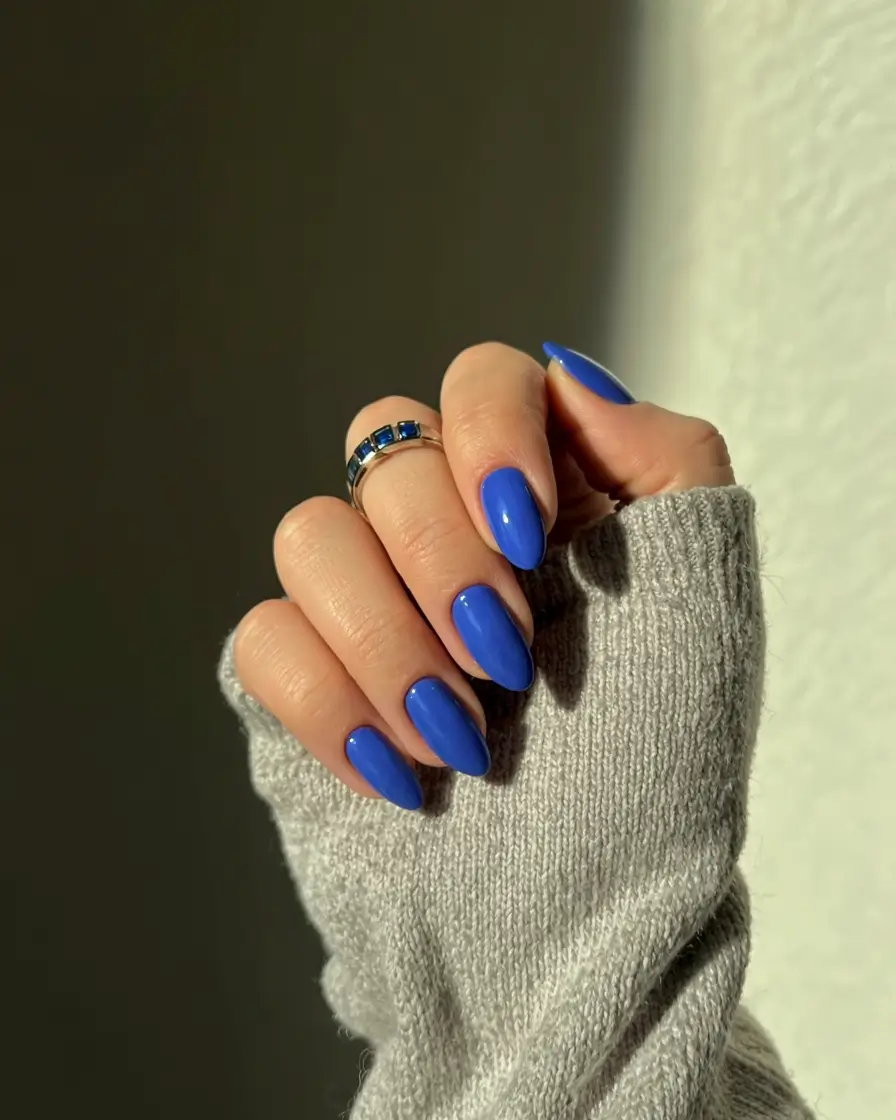 blue nails 2026 Cornflower Blue With a Cozy Edge