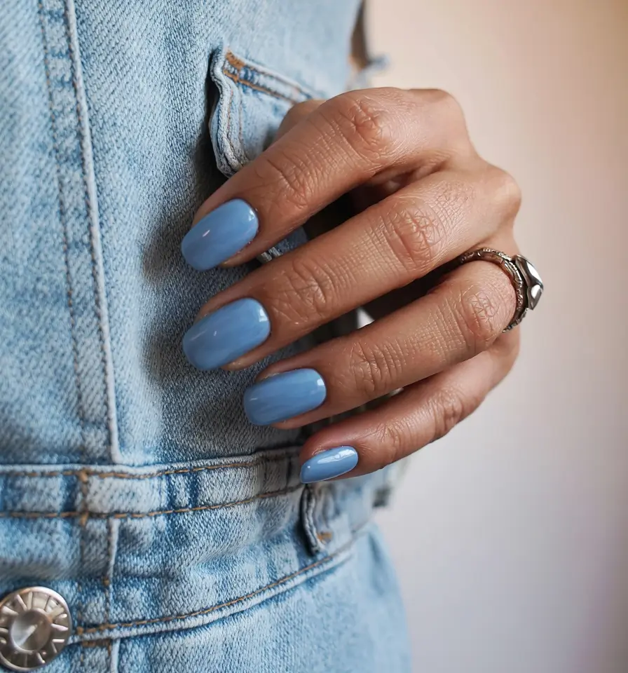 blue nails 2026 Soft Denim Simplicity