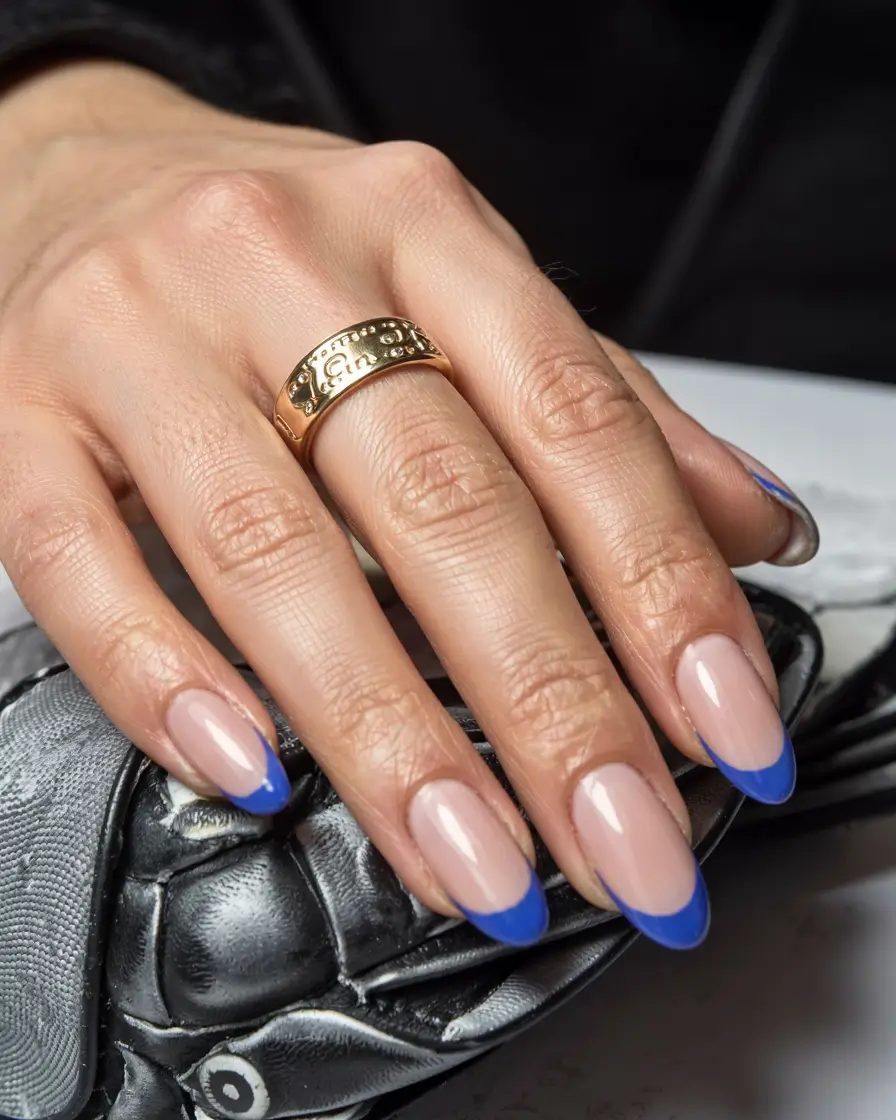 blue nails 2026 Royal Blue French Tip Classic