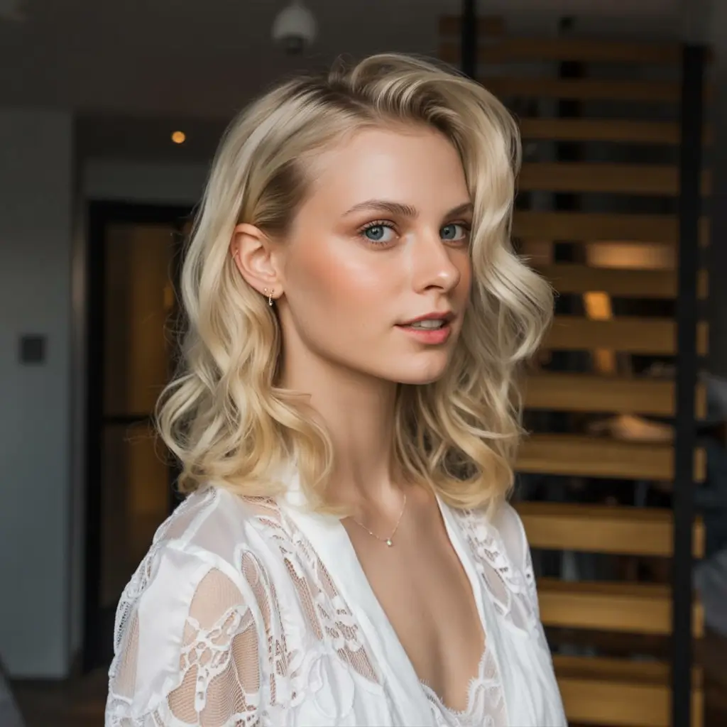 bob hairstyles ideas 2026 Polished Blonde Waves with Side-Swept Lift