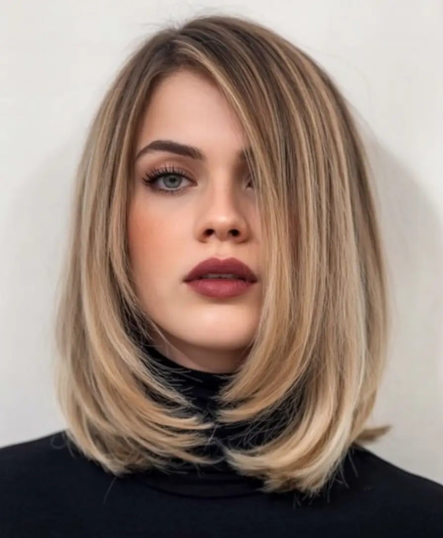 bob hairstyles ideas 2026 Feathered Long Bob with Luxe Layers