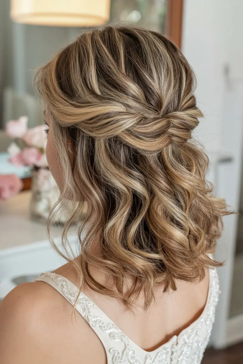 bob hairstyles ideas 2026 Romantic Half-Up Curled Bob for Occasions