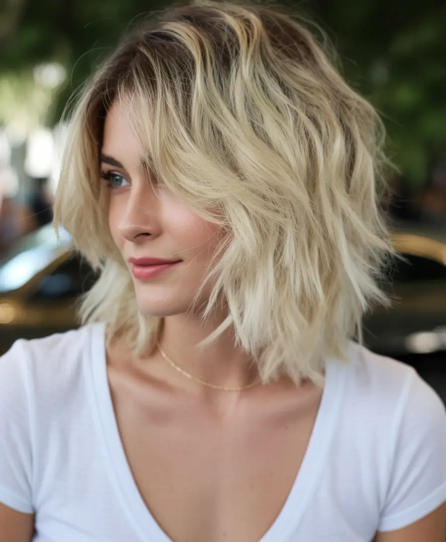 bob hairstyles ideas 2026 Choppy Bleached Bob with Rock'n'Roll Edge