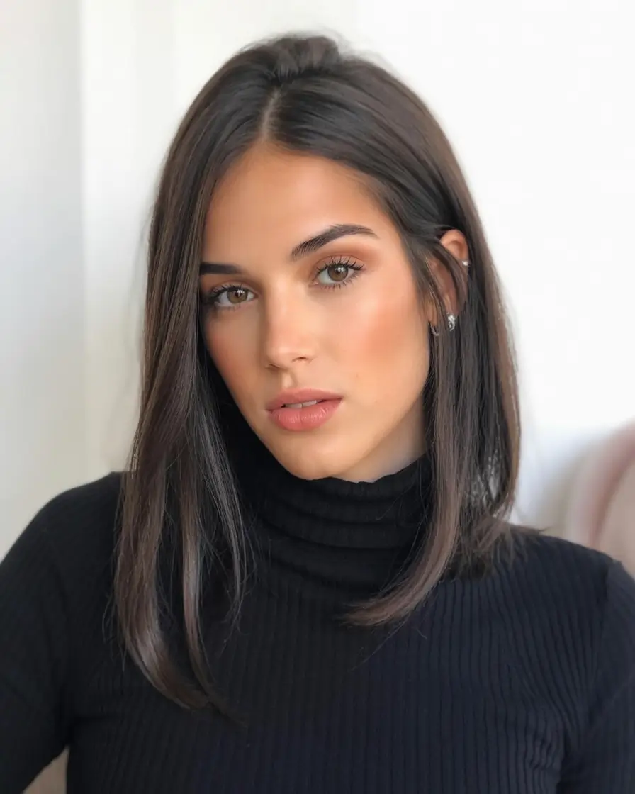 bob hairstyles ideas 2026 Glossy Long Bob with Razor-Cut Ends