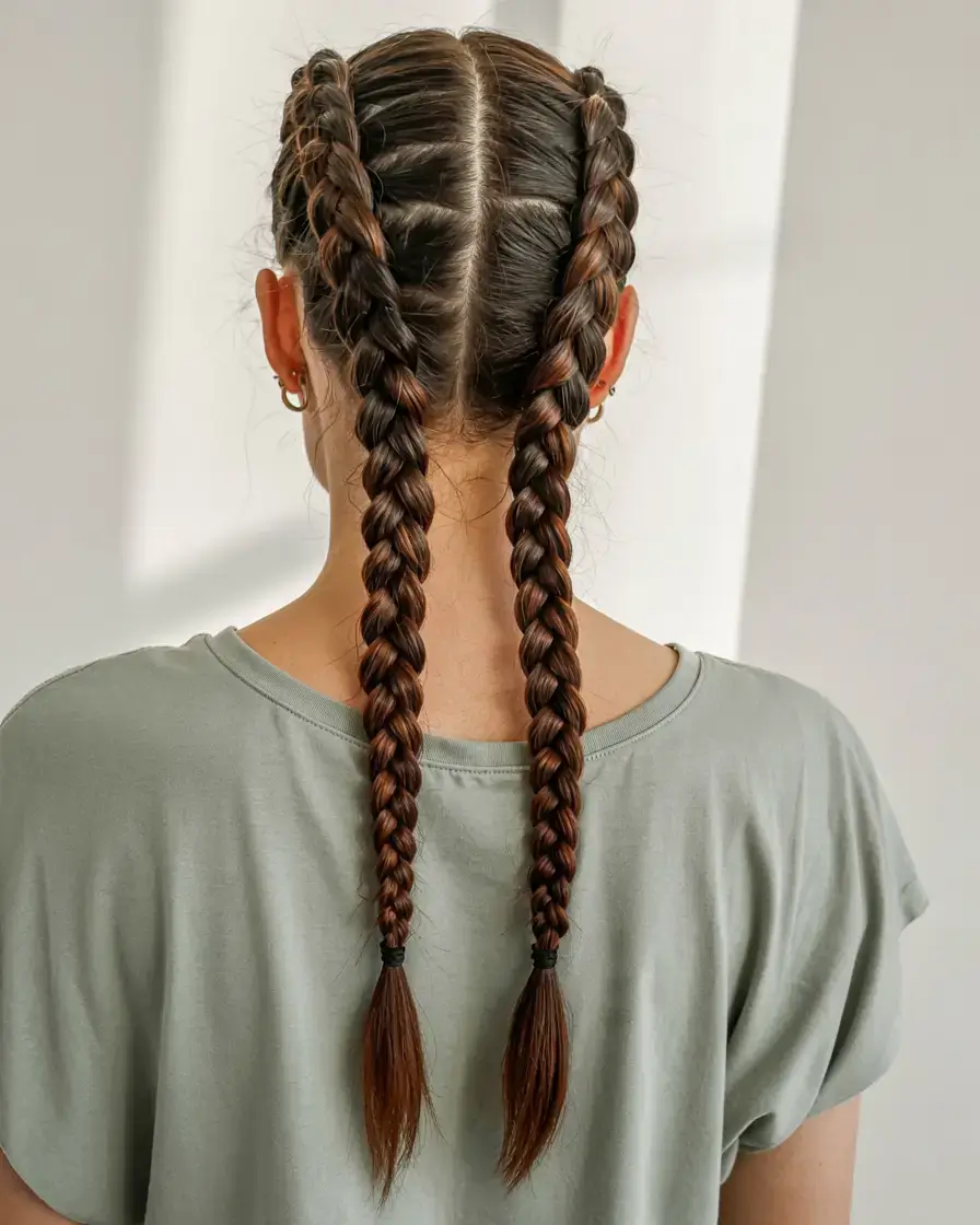braids hairstyle ideas 2026+Double Dutch Braids with Polished Grip