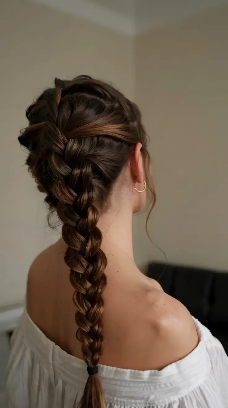 braids hairstyle ideas 2026+Modern Milkmaid with a Side-Parted Braid Base