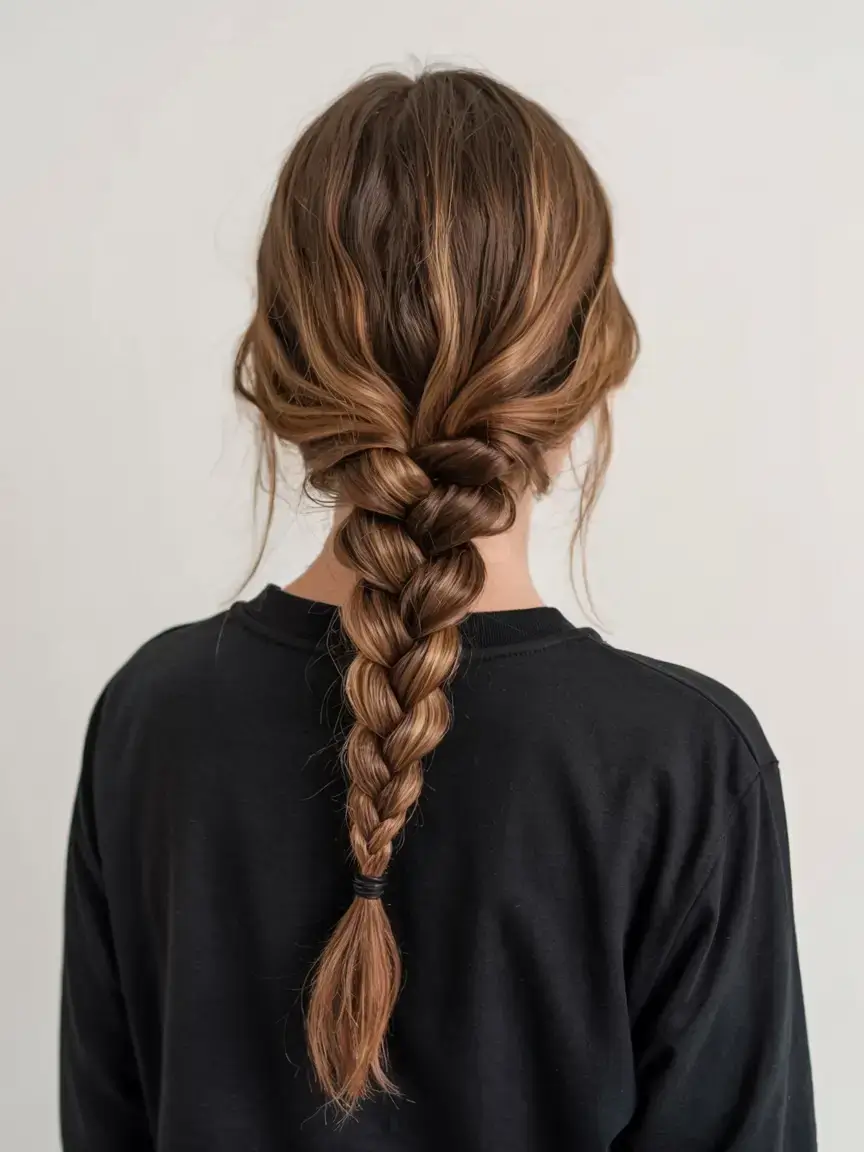 braids hairstyle ideas 2026+Soft Tie-Off Braid with Pulled Texture