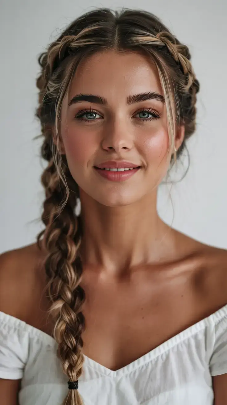 braids hairstyle ideas 2026+Crown-Inspired Side Braid with Polished Charm