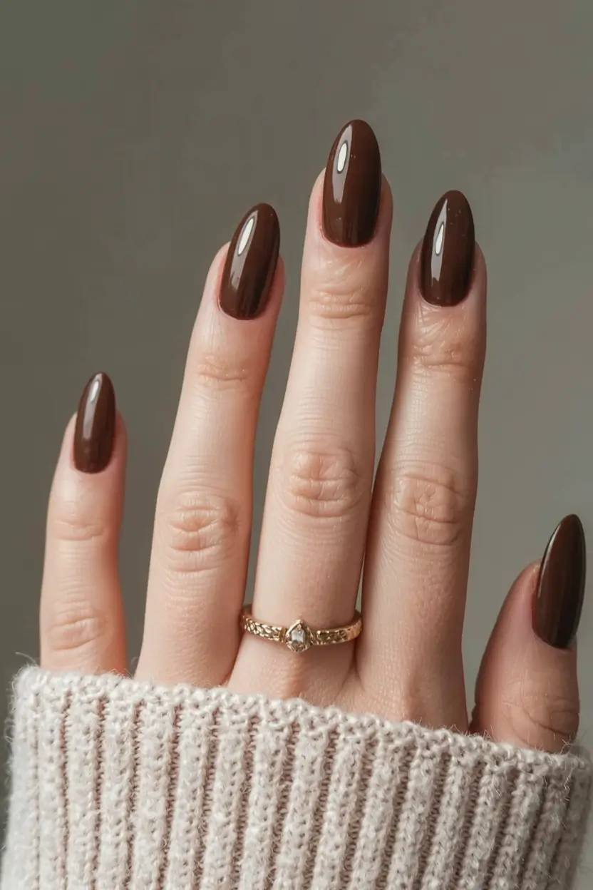 brown nails 2026 Pure Cacao Minimalism