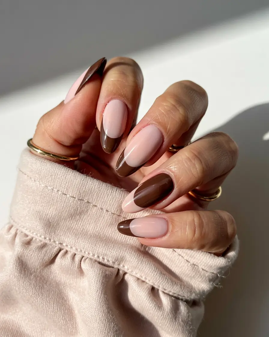 brown nails 2026 Soft-Serve French in Mocha