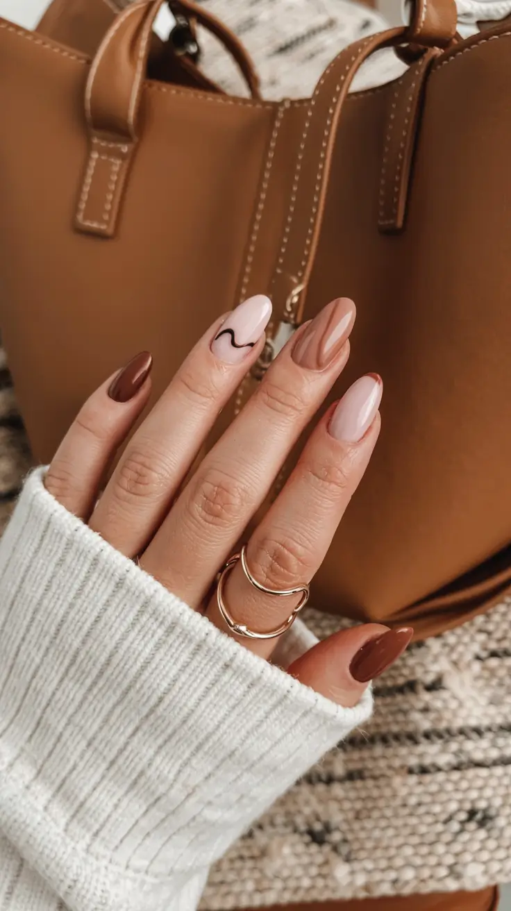 brown nails 2026 Layered Neutrals with a Side of Espresso