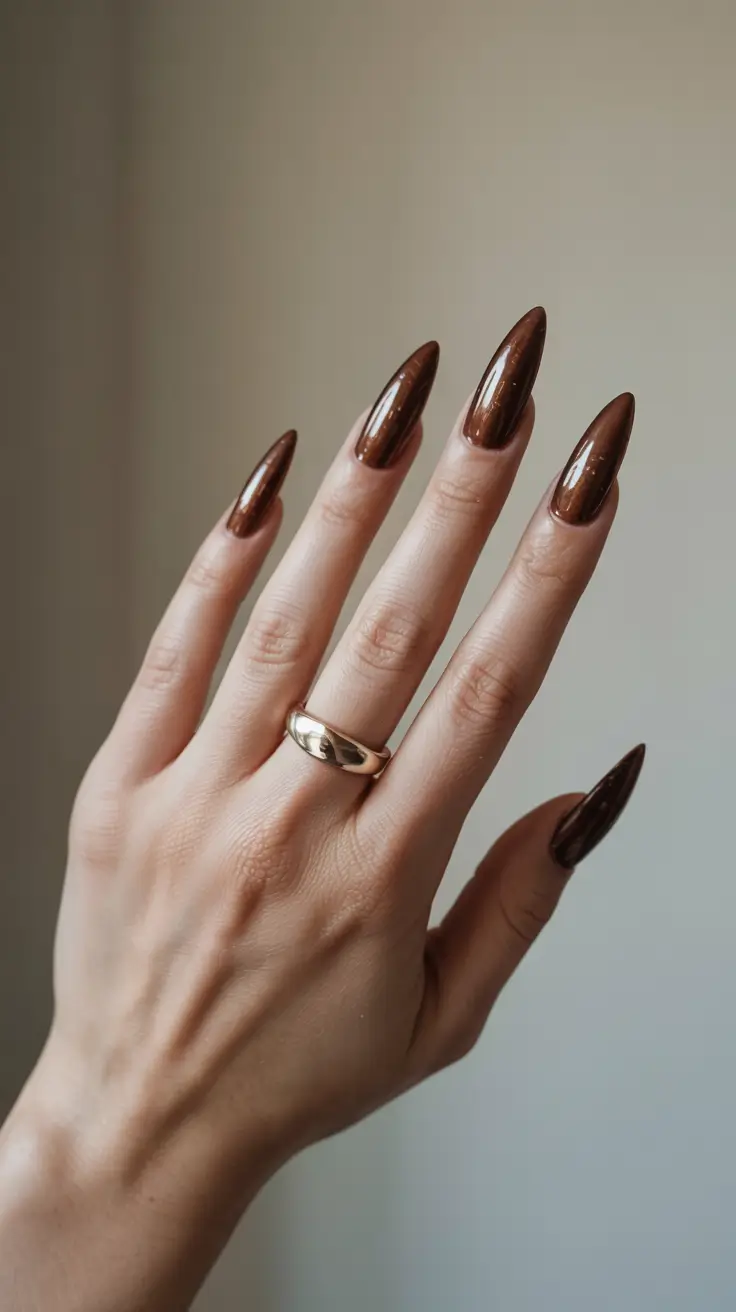 brown nails 2026 Dark Chocolate Drama with a Satin Gleam