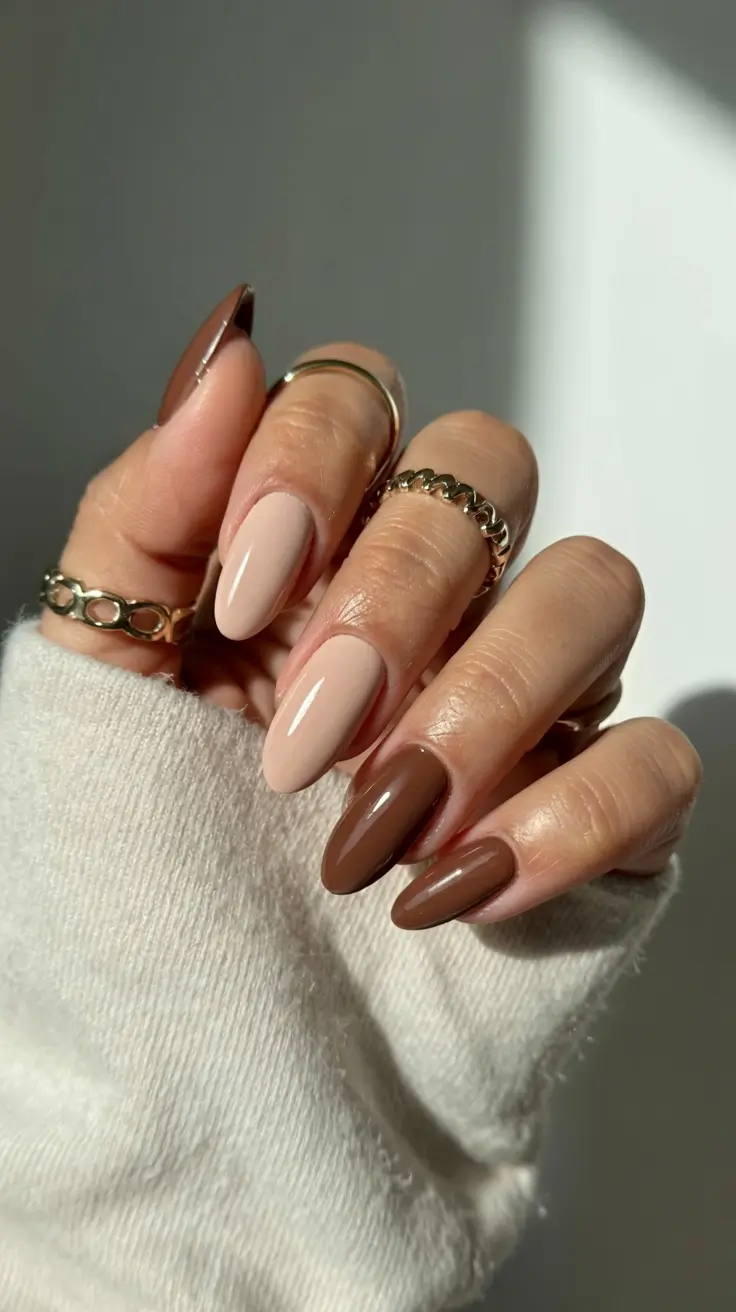 brown nails 2026 Neutral Block Party