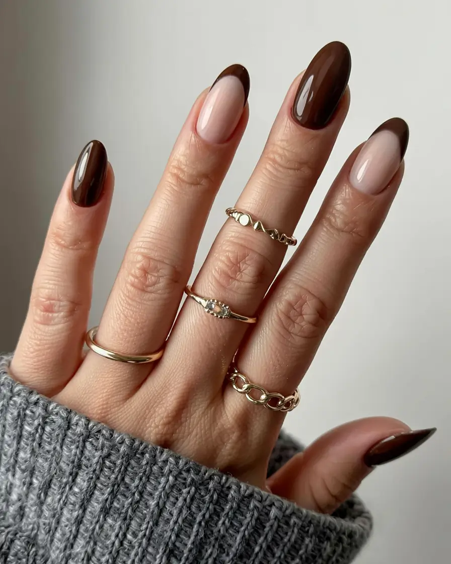 brown nails 2026 Coffee-Dipped Elegance