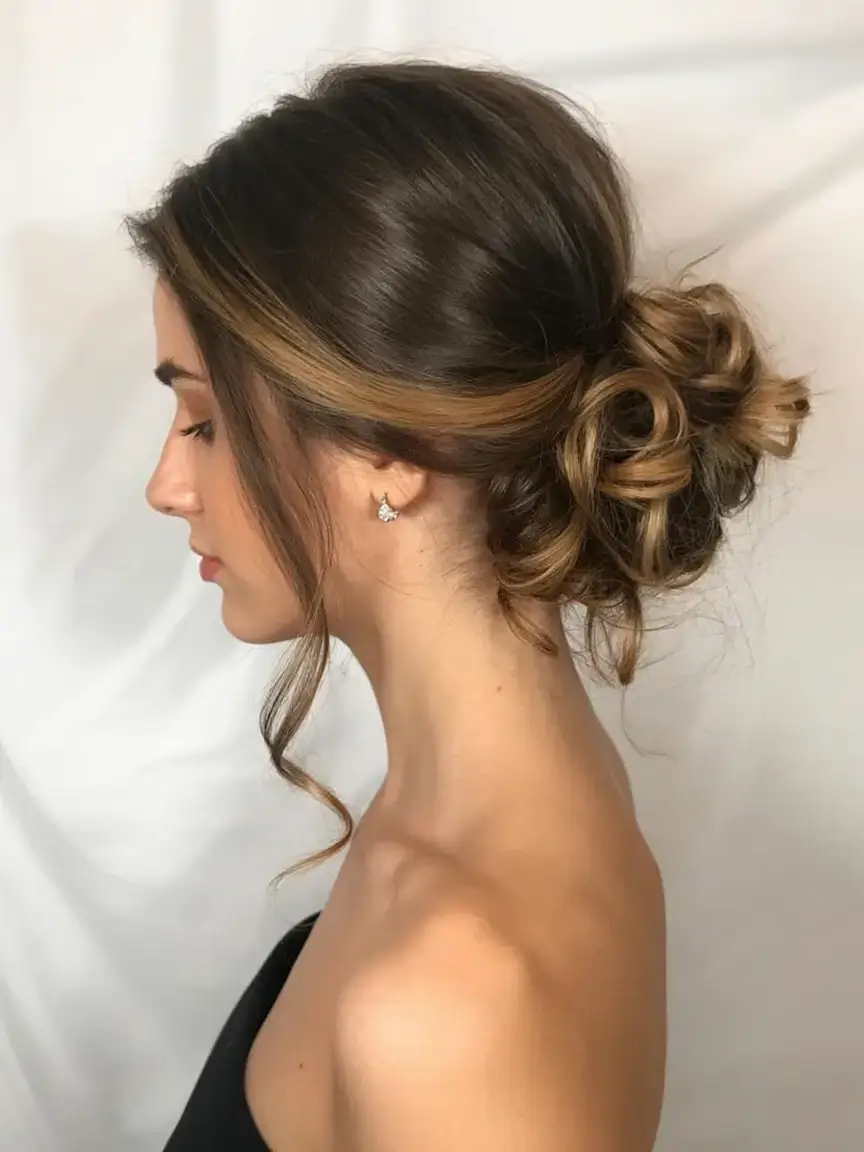 buns hairstyle ideas 2026 Balayage-Enhanced Loose Knot