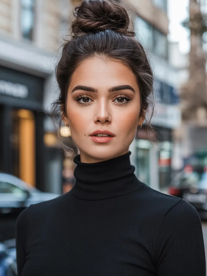 buns hairstyle ideas 2026 Downtown It-Girl Top Knot