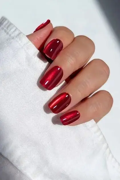 cat eye nails 2026 Crimson Shine With Magnetic Depth