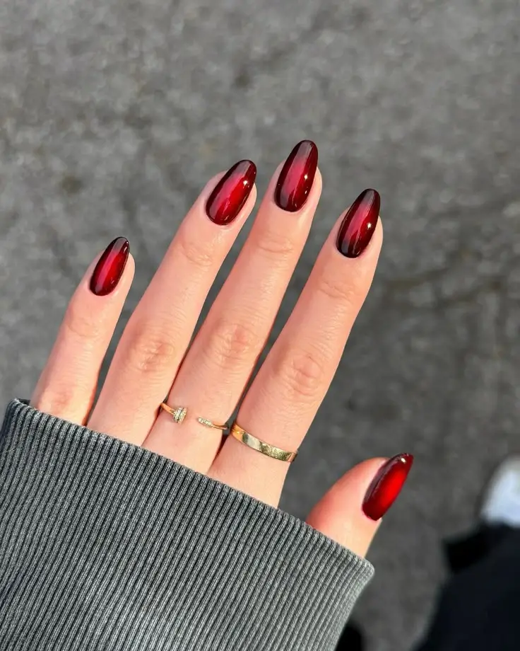 cat eye nails 2026 Deep Wine Gloss With a Vampy Beam