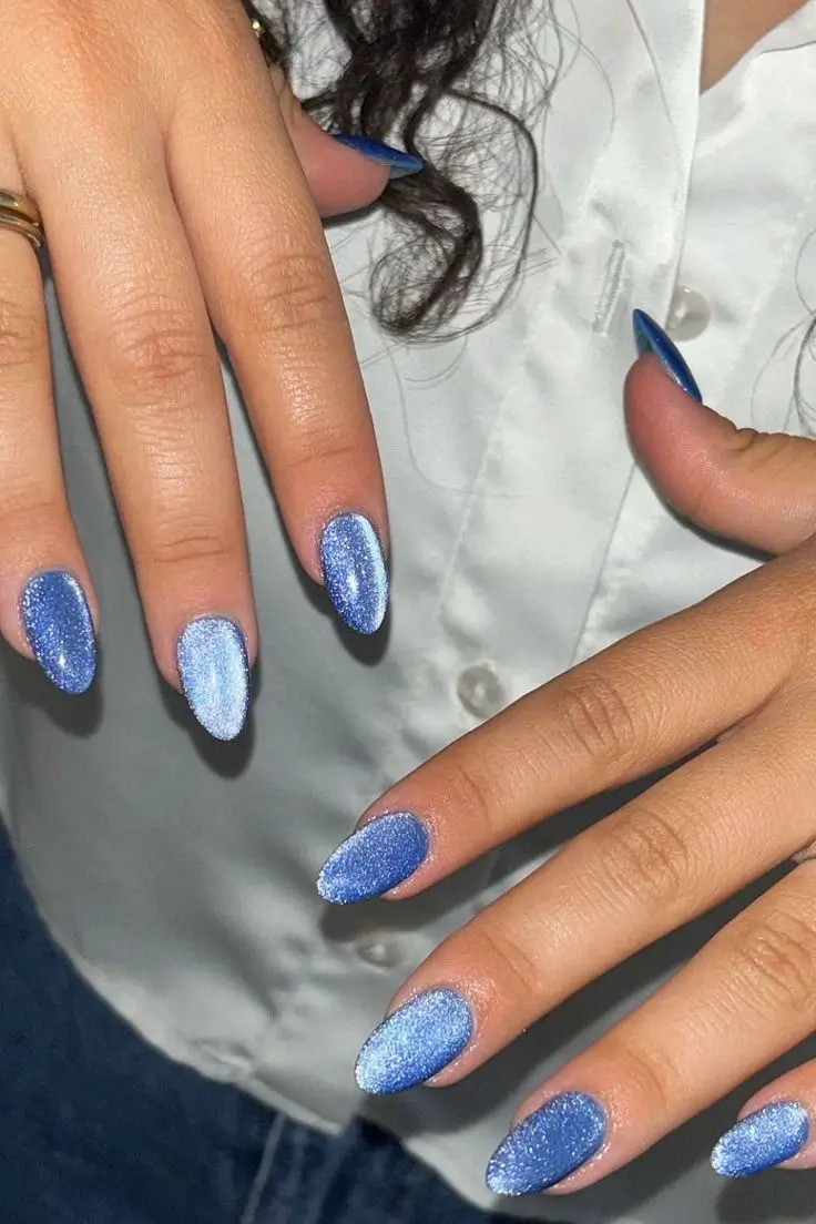 cat eye nails 2026 Royal Blue With Cosmic Pull