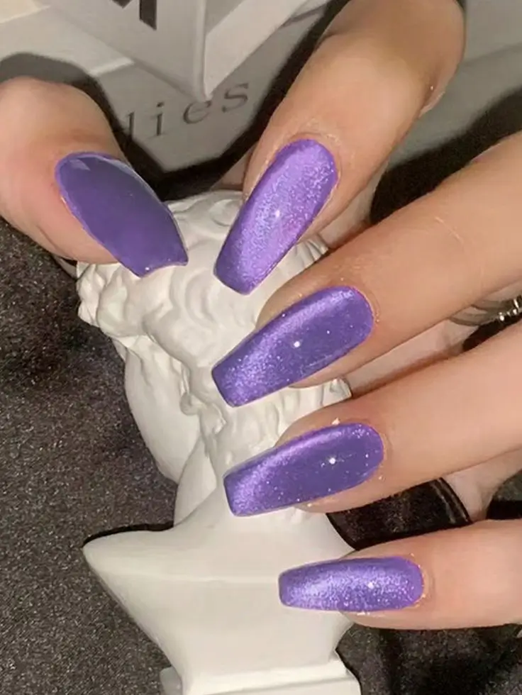 cat eye nails 2026 Lavender Twilight on Square Tips