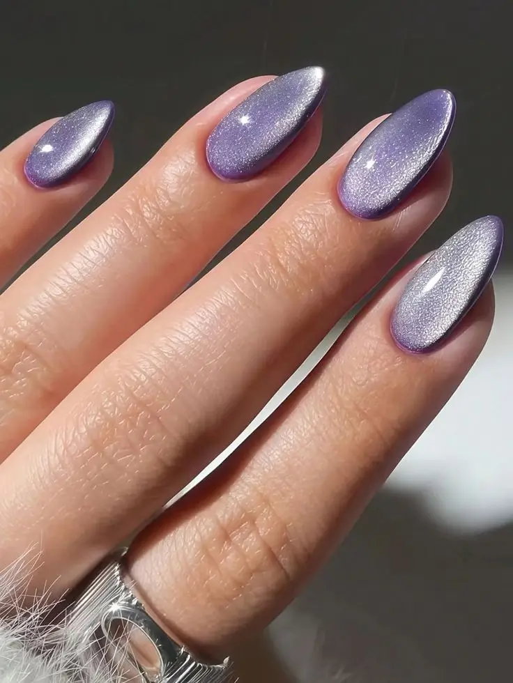 cat eye nails 2026 Moonlight Amethyst With a Glossy Veil