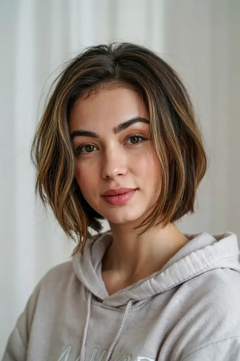 Choppy Bob Haircuts ideas 2026 Golden Balayage Bob with Soft Tapering