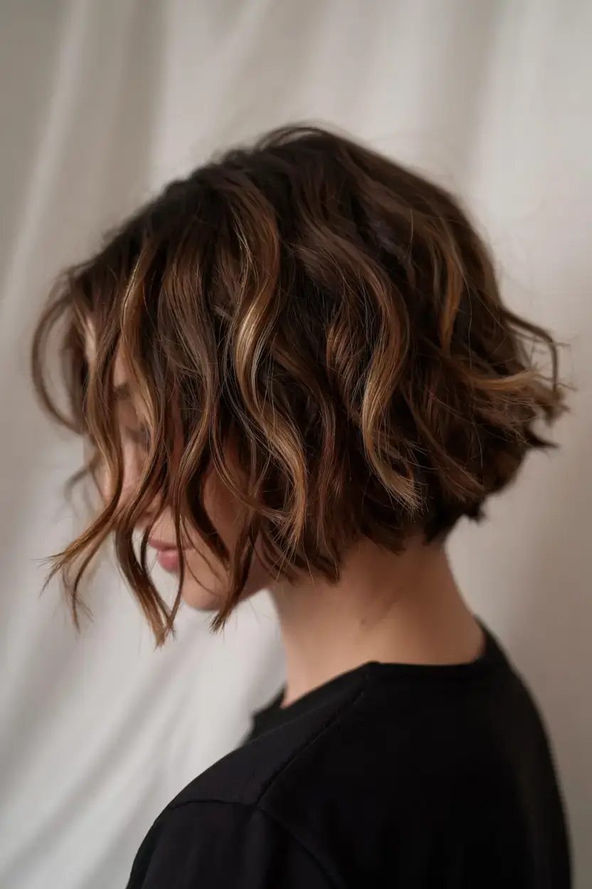 Choppy Bob Haircuts ideas 2026 Cocoa Swirl Bob with Bold Definition