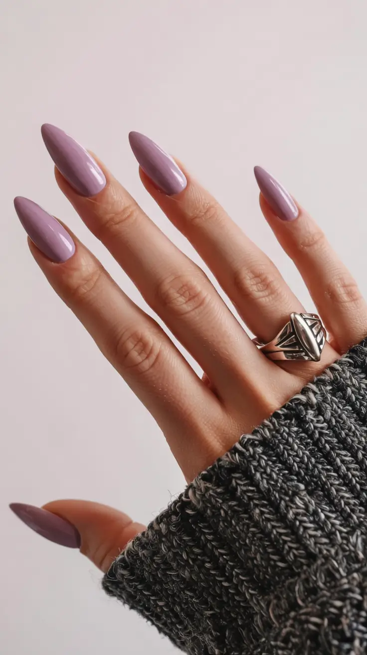 chrome nails 2026 Muted Lavender with a Glazed Touch