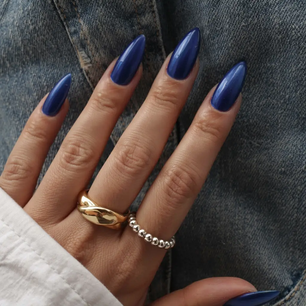 chrome nails 2026 Royal Blue Gloss with Depth