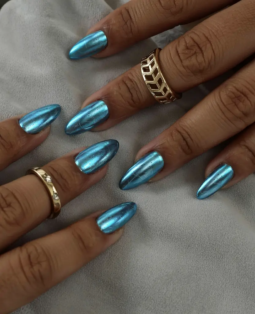 chrome nails 2026 Electric Poolside Chrome