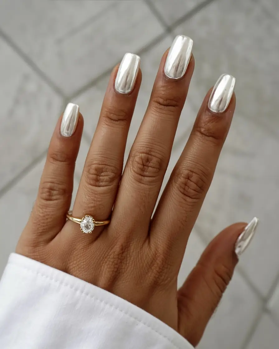 chrome nails 2026 Liquid Silver Energy