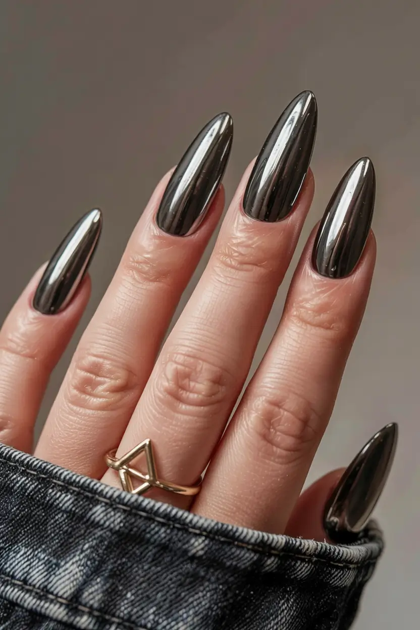 chrome nails 2026 Molten Gunmetal Drama